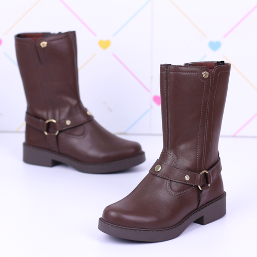BOTA CANO ALTO PINK CATS MARROM INFANTIL V4371 BOTA CANO ALTO PINK CATS MARROM INFANTIL V4371