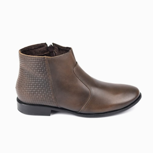 BOTA CANO CURTO VIA COMFY MARROM PRETO FEMININO LUN686-PLT