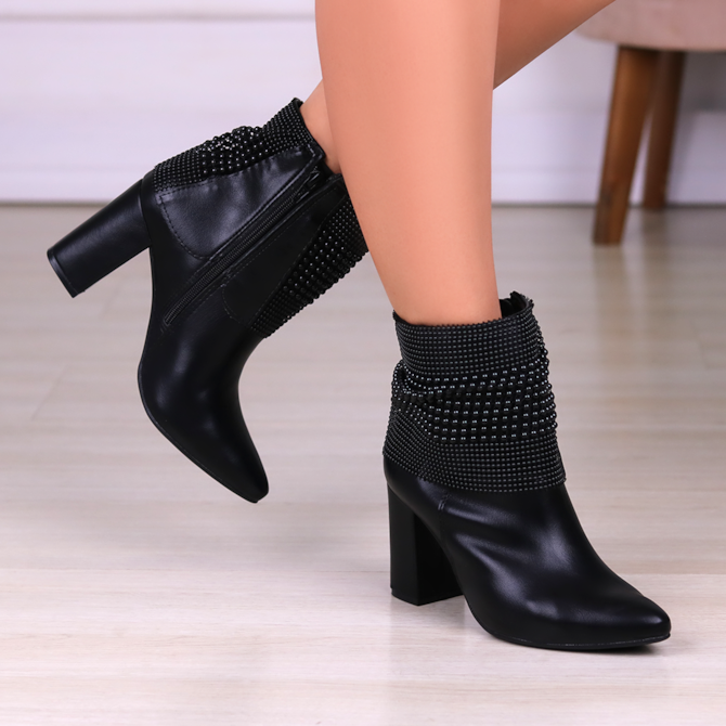 Botinha Feminina Bota Com Saltinho Bota Salto Grosso Feminina Cano