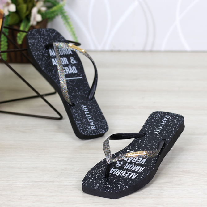 CHINELO GLITTER RAFITTHY PRETO 234-13108