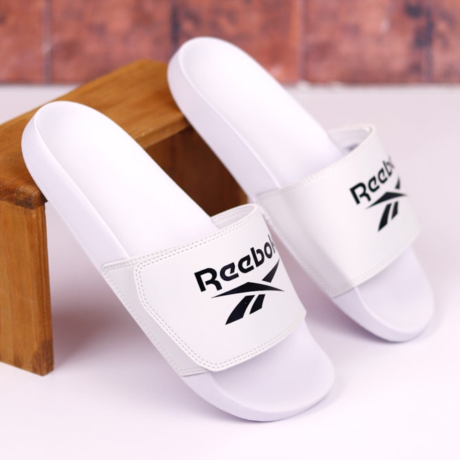 CHINELO SLIDE REEBOK BRANCO SLIDE VELCRO