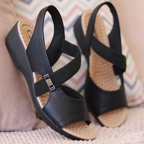 SANDALIA ANABELA CAMPESI PRETO FEMININO CP081 SANDALIA ANABELA CAMPESI PRETO FEMININO CP081