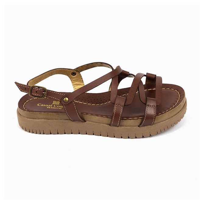 SANDALIA FLATFORM CASUAL CONFORT MARROM FEMININO 50105-4