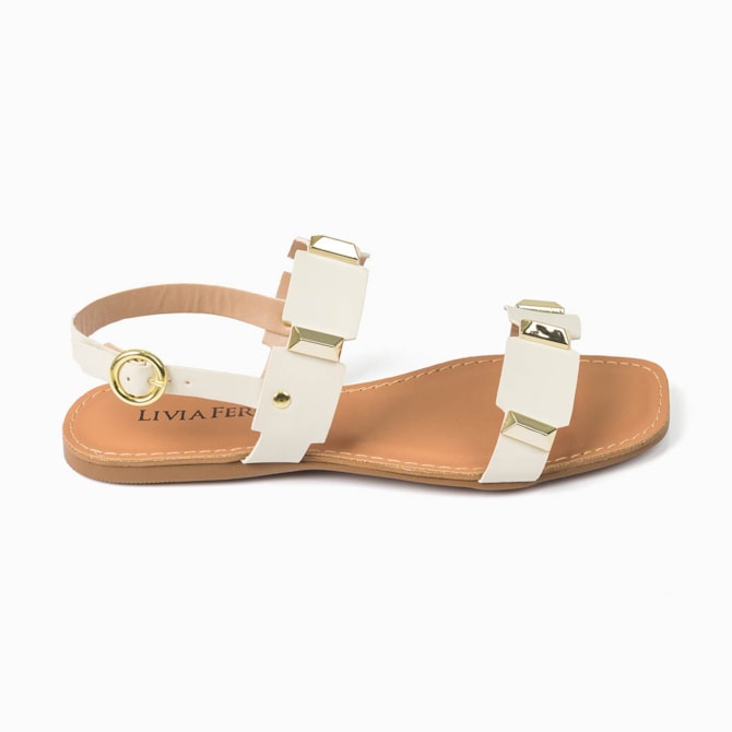 SANDALIA RASTEIRA LIVIA FERRAZ OFF WHITE FEMININO 1531-RQ8