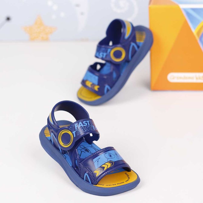 Sandália Infantil Grendene Kids Sonic Mask Menino - Azul+amarelo