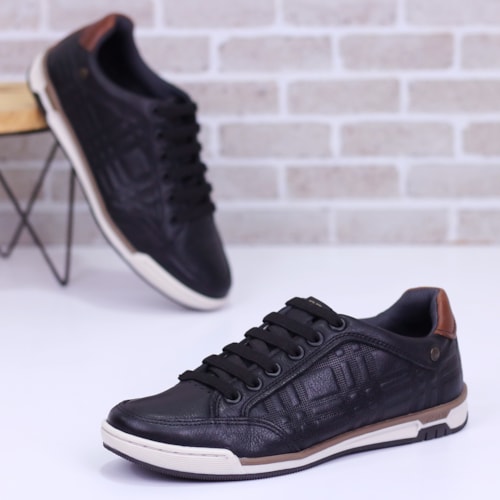 SAPATENIS CASUAL PEGADA PRETO/CONHAQUE 119508 SAPATENIS CASUAL PEGADA PRETO/CONHAQUE 119508
