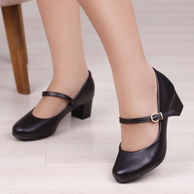 Salto Grosso Sapatos Femininos Estilo Retro Boneca Retro Sapato