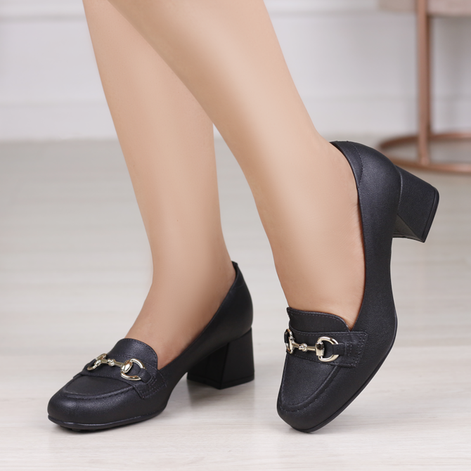 Sapato Social Sapato Preto Feminino Com Cadarço Oxford Preto