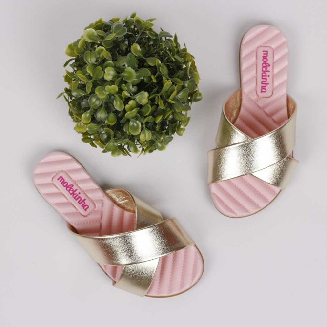 Molekinha Feminino Tênis Molekinha Dourado Sapato Mule Infantil