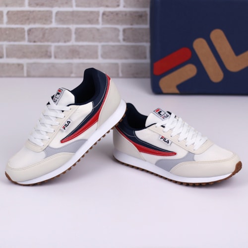 TENIS CASUAL FILA CINZA/BRANCO/MARINHO RENNO CLASSIC TENIS CASUAL FILA CINZA/BRANCO/MARINHO RENNO CLASSIC