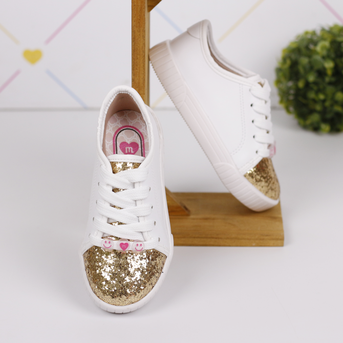 Molekinha Infantil Tenis Molekinha Glitter Dourado Tenis Beira Rio