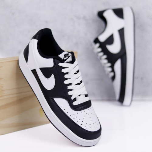 TENIS CASUAL NIKE PRETO/BRANCO(001) MASCULINO COURT VISION LO