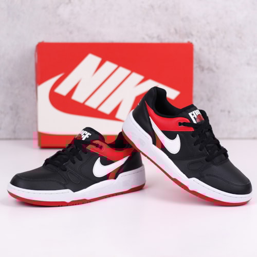 TENIS CASUAL NIKE PRETO/BRANCO/VERMELHO(003) FULL FORCE LOW TENIS CASUAL NIKE PRETO/BRANCO/VERMELHO(003) FULL FORCE LOW