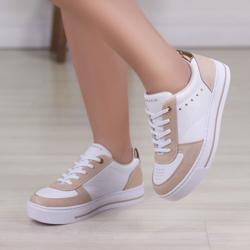 TENIS CASUAL RAMARIM ALMOND/BRANCO/ALMOND/ALMOND 24-93203