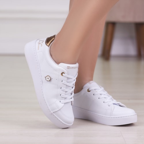 TENIS CASUAL RAMARIM BRANCO/BRONZE 24-76201 TENIS CASUAL RAMARIM BRANCO/BRONZE 24-76201