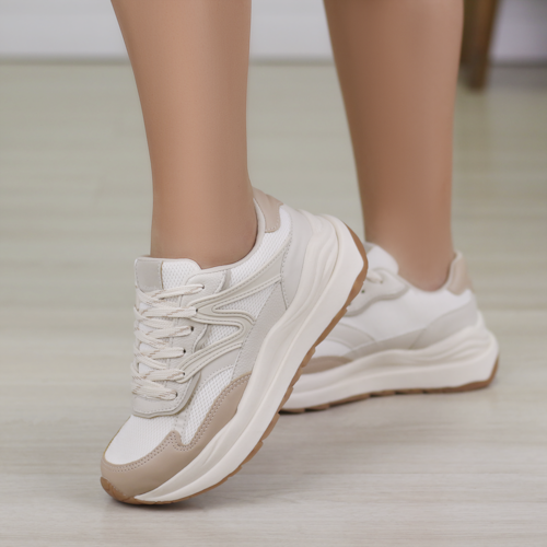 TENIS CASUAL VIA COMFY OFF WHITE/AMENDOA/CINZA/OFF WHITE  15603-PLCH