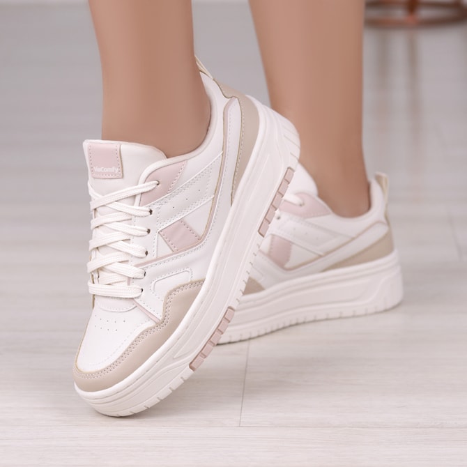 TENIS CASUAL VIA COMFY OFF WHITE/AMENDOA/ROSE/OFF WHITE 17215-PLCH