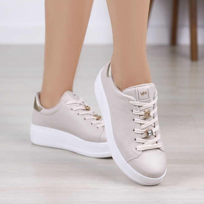 Via Marte Mulheres Sapatos Via Marte Sapato Creme Tênis Feminino