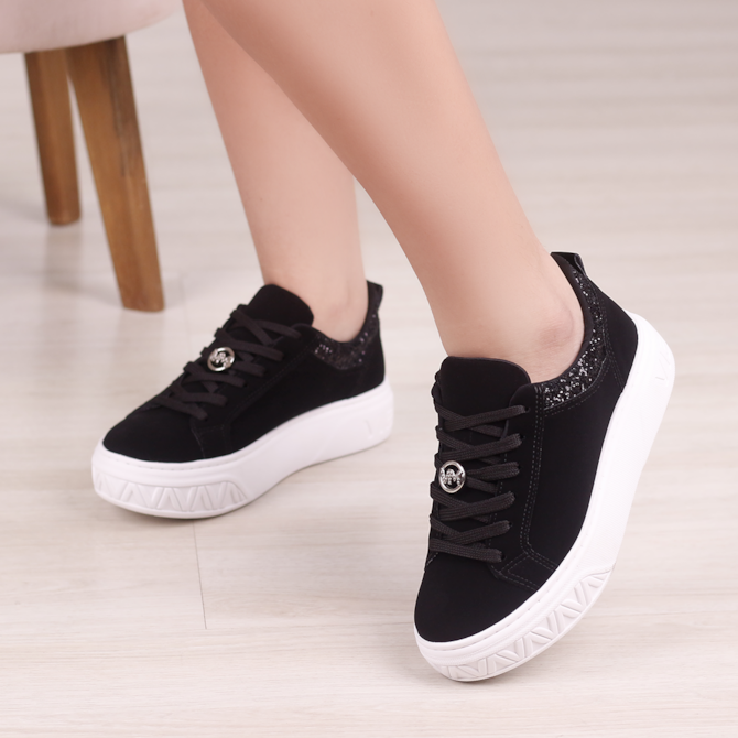 Via Marte Sapato Preto Com Listra Branca Masculino Tenis Preto Com