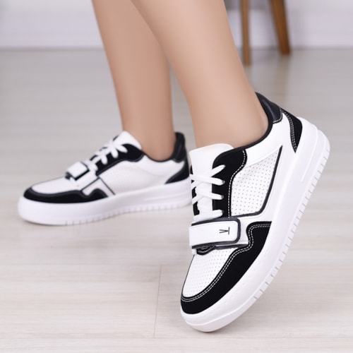 TENIS CASUAL VIZZANO BRANCO/PRETO 1389-124-29494 TENIS CASUAL VIZZANO BRANCO/PRETO 1389-124-29494