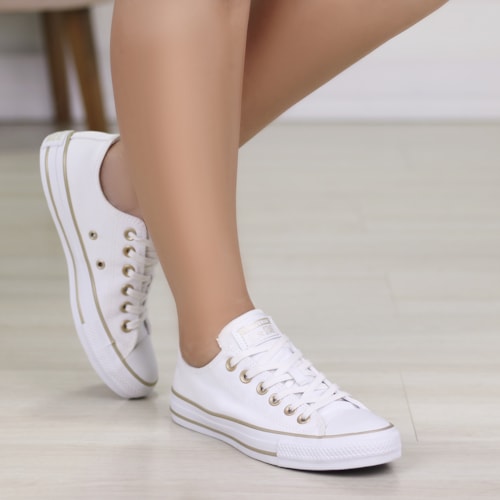 TENIS CHUCK TAYLOR ALL STAR BRANCO/BRANCO/OURO CLARO CT28340001