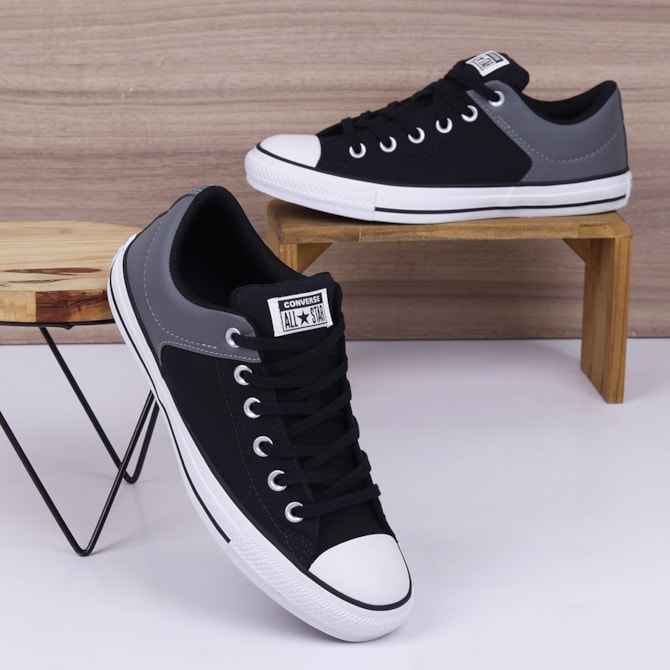 TENIS CHUCK TAYLOR ALL STAR CINZA ESCURO/PRETO/BRANCO CT29490001-BAIXO