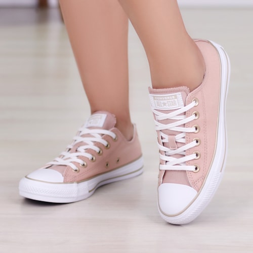 TENIS CHUCK TAYLOR ALL STAR NUDE ROSA/BRANCO/OURO CLARO CT28340002 TENIS CHUCK TAYLOR ALL STAR NUDE ROSA/BRANCO/OURO CLARO CT28340002