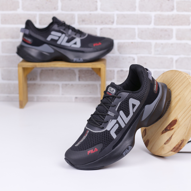 TENIS CORRIDA FILA PRETO CINZA  RECOVERY