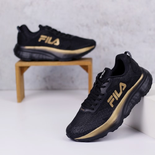 TENIS CORRIDA FILA PRETO/DOURADO MAXXIMUS